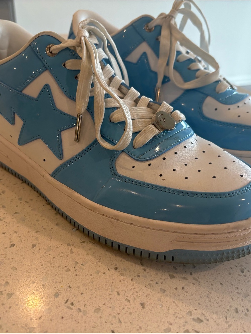 Bape Low-Top Sneakers in Blue and White